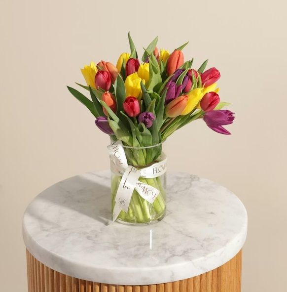 Colourful Tulips Vase for hospital.jpg